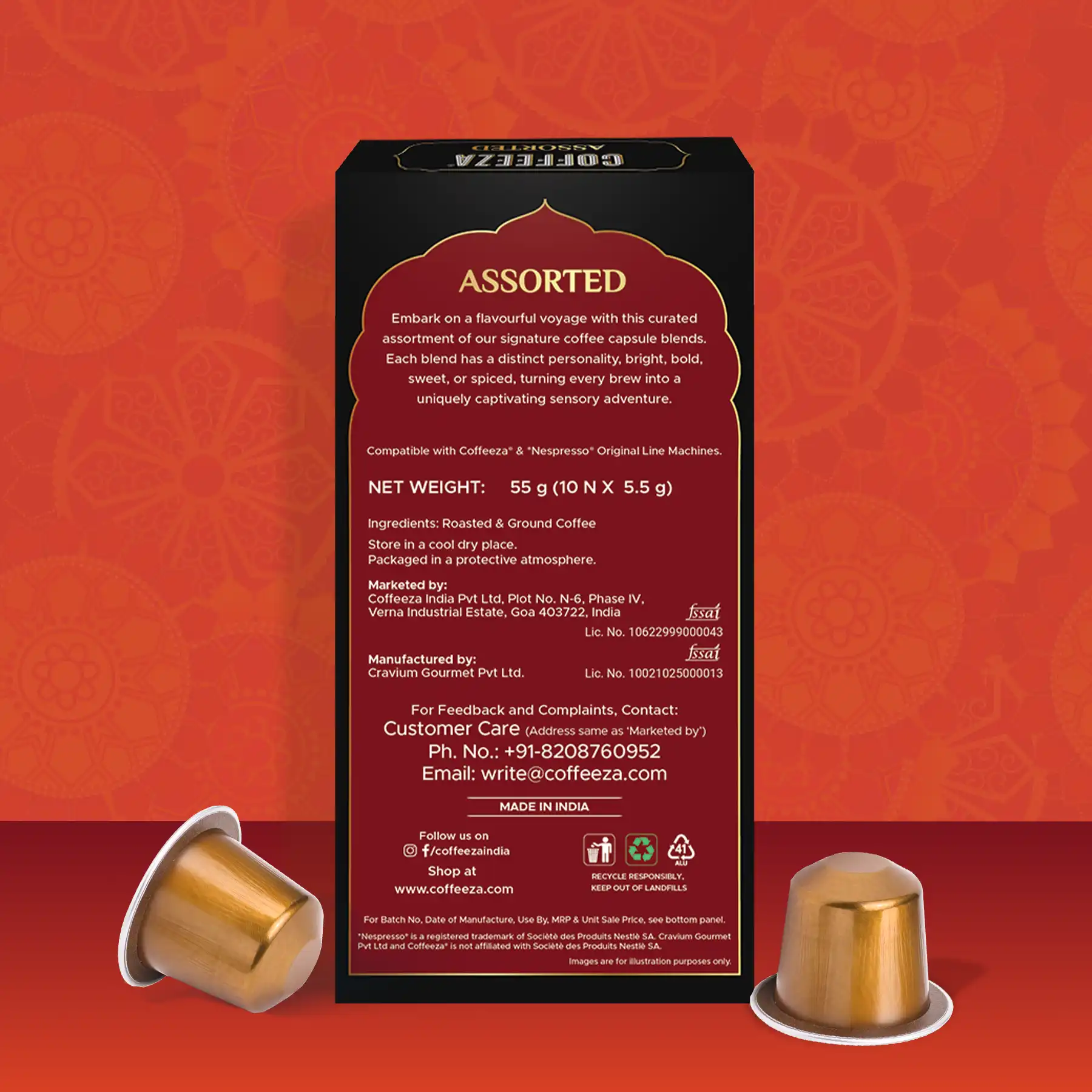 Coffeeza Assorted Box of 10 Coffee Capsules – Classico, Intenso, Cremoso, Forte, and Mysore Nuggets - Image 6