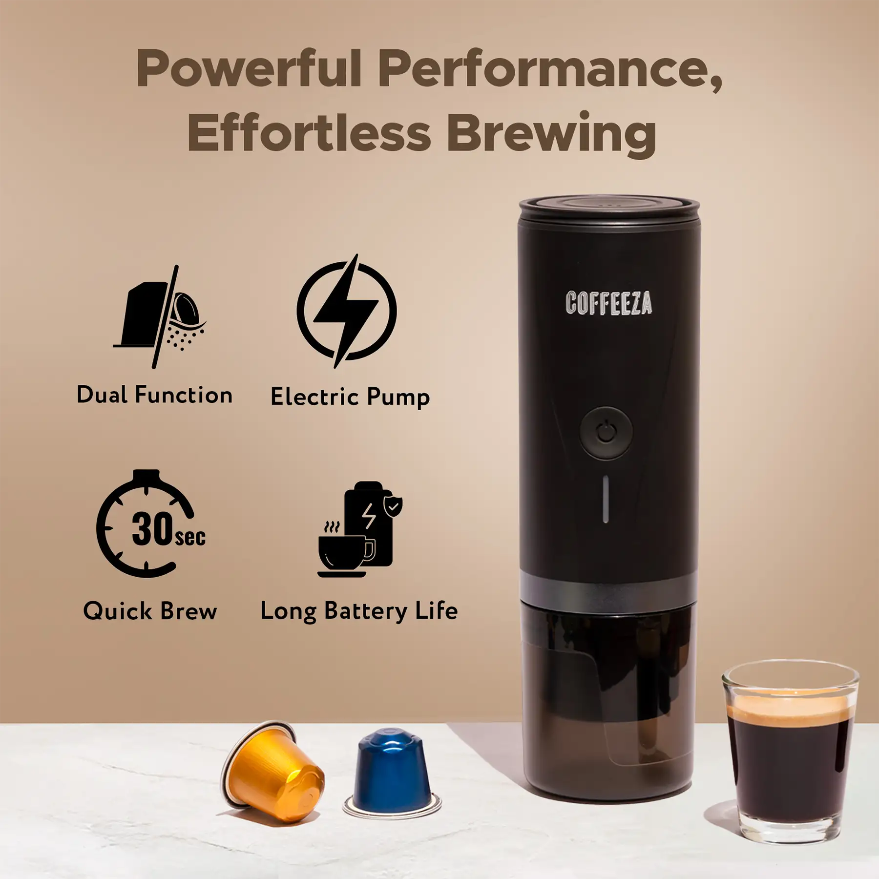Finero Mini Portable Coffee Machine + 10 FREE Coffee Capsules + 1 Year Membership Benefits - Image 4